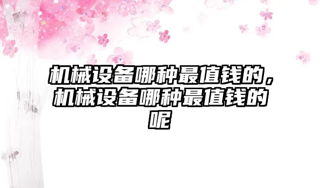 機械設備哪種最值錢的，機械設備哪種最值錢的呢