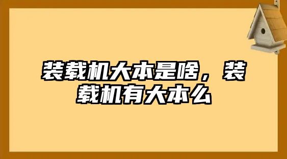 裝載機(jī)大本是啥，裝載機(jī)有大本么