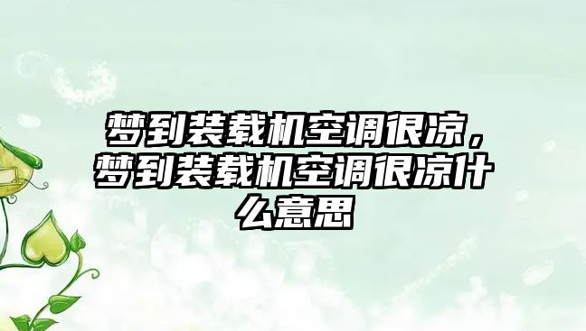 夢到裝載機空調很涼，夢到裝載機空調很涼什么意思