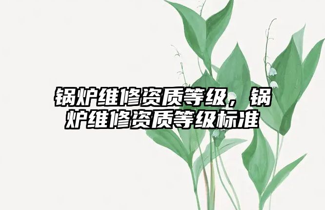 鍋爐維修資質等級，鍋爐維修資質等級標準