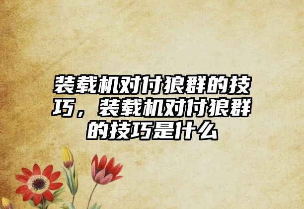 裝載機對付狼群的技巧，裝載機對付狼群的技巧是什么