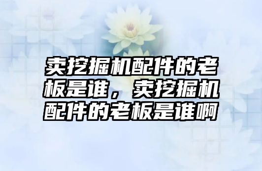 賣挖掘機配件的老板是誰，賣挖掘機配件的老板是誰啊