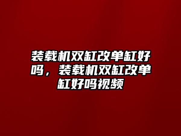 裝載機雙缸改單缸好嗎，裝載機雙缸改單缸好嗎視頻