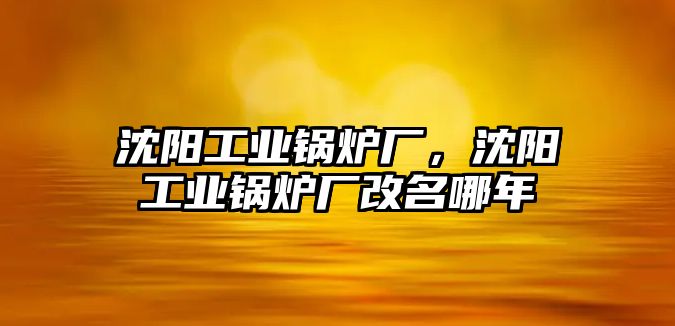 沈陽工業(yè)鍋爐廠，沈陽工業(yè)鍋爐廠改名哪年