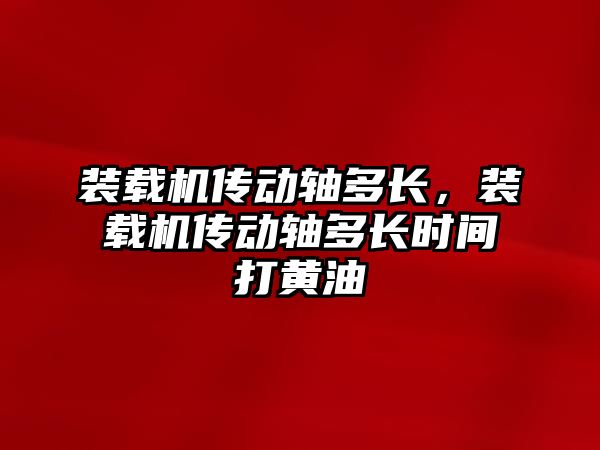 裝載機傳動軸多長，裝載機傳動軸多長時間打黃油