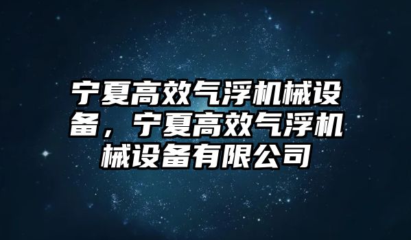 寧夏高效氣浮機械設(shè)備，寧夏高效氣浮機械設(shè)備有限公司