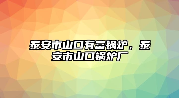 泰安市山口有富鍋爐，泰安市山口鍋爐廠