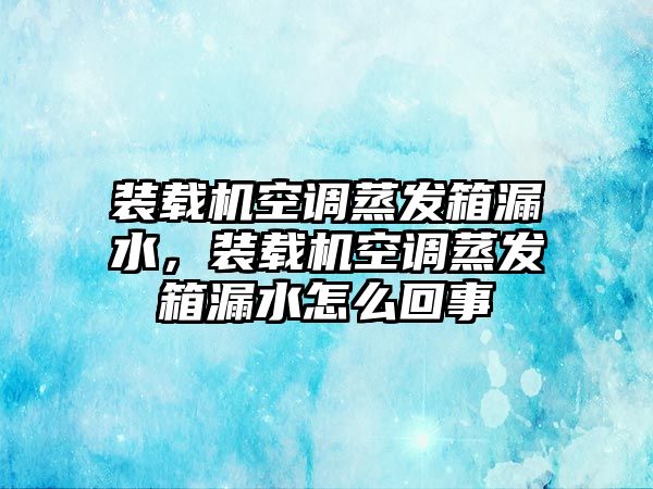 裝載機(jī)空調(diào)蒸發(fā)箱漏水，裝載機(jī)空調(diào)蒸發(fā)箱漏水怎么回事