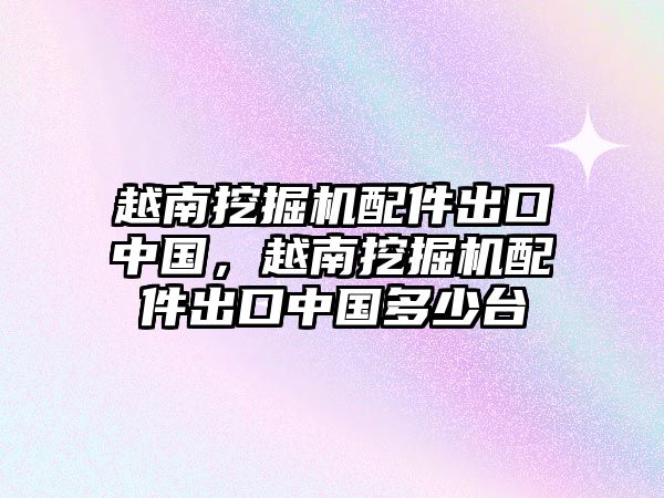 越南挖掘機(jī)配件出口中國(guó)，越南挖掘機(jī)配件出口中國(guó)多少臺(tái)