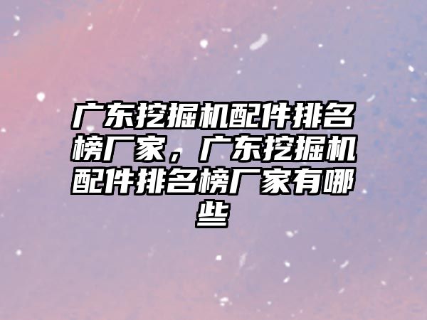 廣東挖掘機配件排名榜廠家，廣東挖掘機配件排名榜廠家有哪些