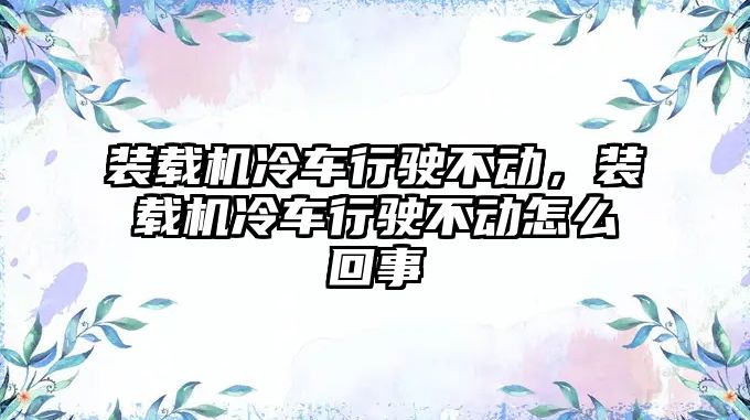 裝載機(jī)冷車行駛不動，裝載機(jī)冷車行駛不動怎么回事