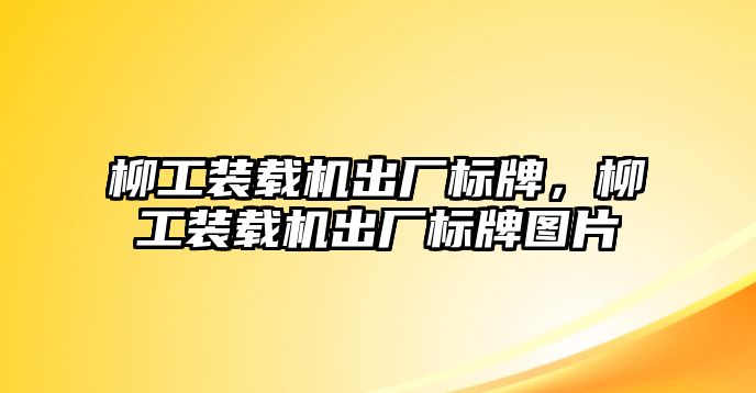 柳工裝載機出廠標牌，柳工裝載機出廠標牌圖片