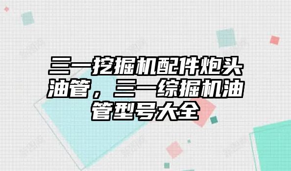 三一挖掘機(jī)配件炮頭油管，三一綜掘機(jī)油管型號(hào)大全