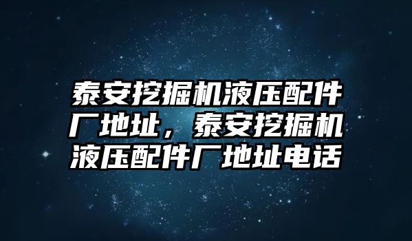 泰安挖掘機液壓配件廠地址，泰安挖掘機液壓配件廠地址電話