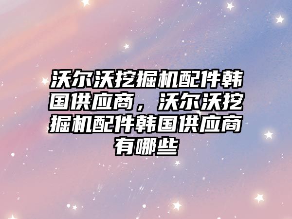 沃爾沃挖掘機配件韓國供應商，沃爾沃挖掘機配件韓國供應商有哪些