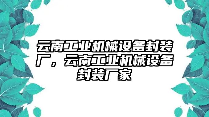 云南工業機械設備封裝廠，云南工業機械設備封裝廠家