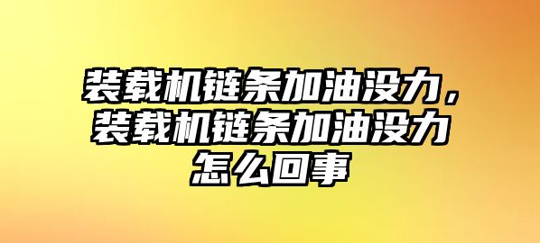 裝載機鏈條加油沒力，裝載機鏈條加油沒力怎么回事