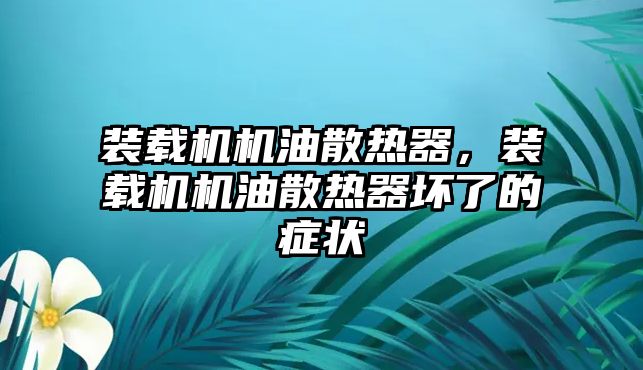 裝載機機油散熱器，裝載機機油散熱器壞了的癥狀