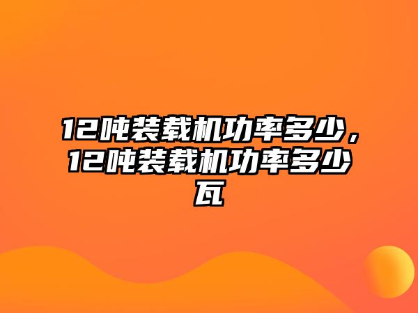 12噸裝載機功率多少，12噸裝載機功率多少瓦