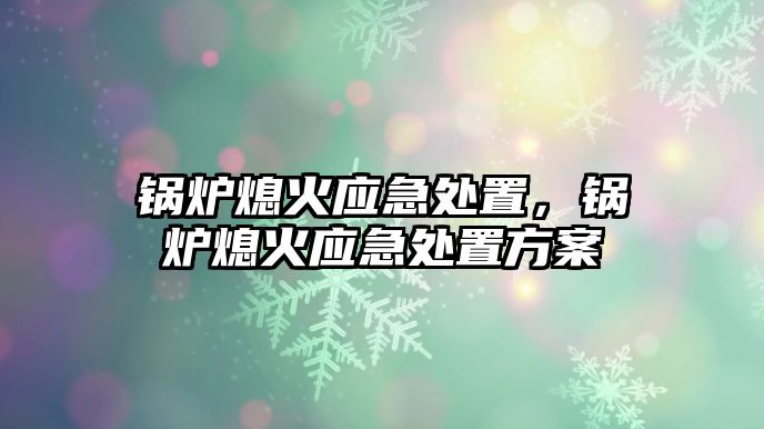 鍋爐熄火應急處置，鍋爐熄火應急處置方案