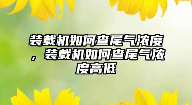 裝載機如何查尾氣濃度，裝載機如何查尾氣濃度高低