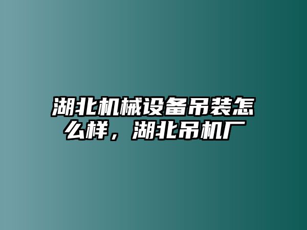 湖北機械設備吊裝怎么樣，湖北吊機廠