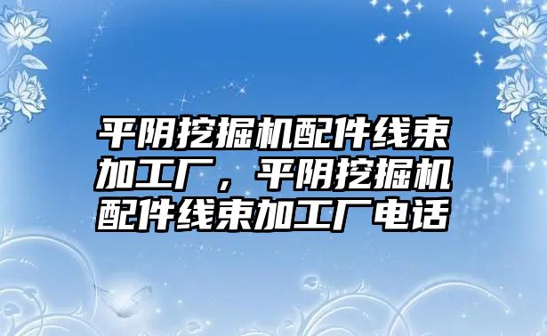 平陰挖掘機配件線束加工廠，平陰挖掘機配件線束加工廠電話