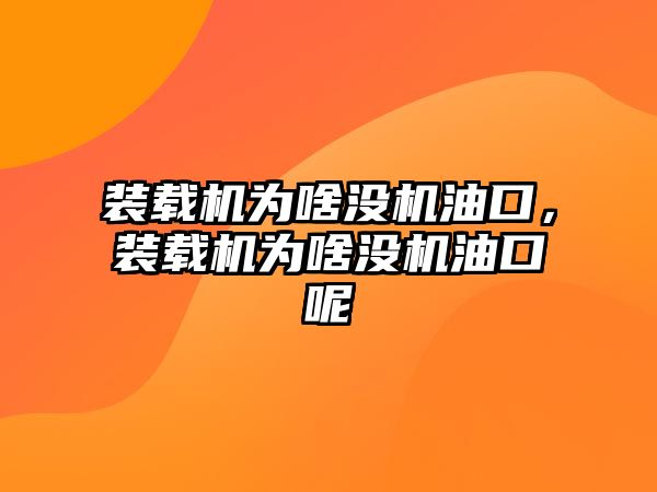 裝載機(jī)為啥沒機(jī)油口，裝載機(jī)為啥沒機(jī)油口呢