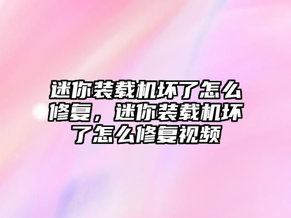 迷你裝載機壞了怎么修復，迷你裝載機壞了怎么修復視頻