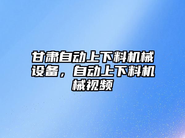 甘肅自動上下料機械設備，自動上下料機械視頻