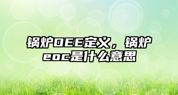 鍋爐OEE定義，鍋爐eoc是什么意思