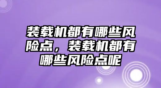 裝載機都有哪些風險點，裝載機都有哪些風險點呢