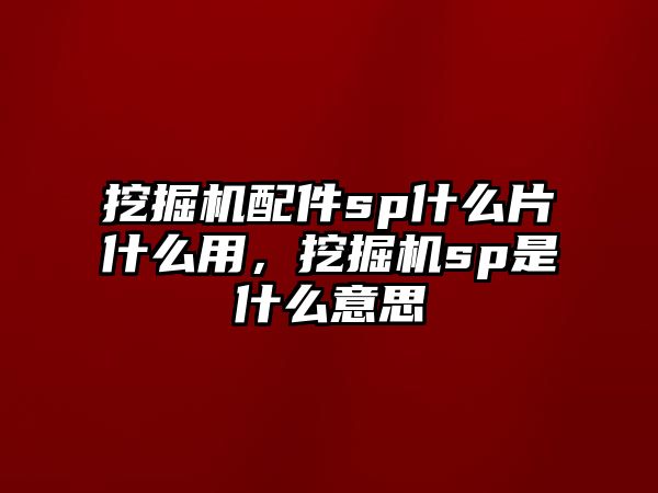 挖掘機配件sp什么片什么用，挖掘機sp是什么意思