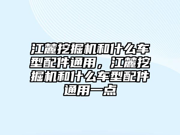 江麓挖掘機和什么車型配件通用，江麓挖掘機和什么車型配件通用一點