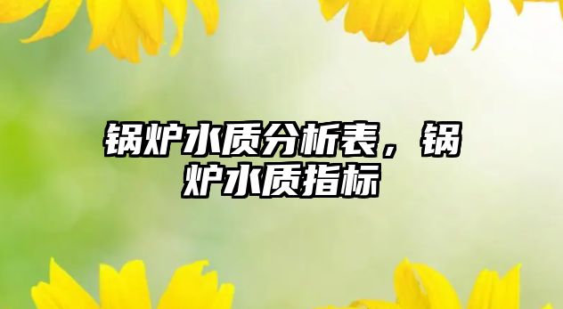 鍋爐水質分析表，鍋爐水質指標