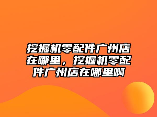 挖掘機零配件廣州店在哪里，挖掘機零配件廣州店在哪里啊