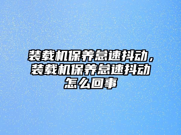 裝載機保養怠速抖動，裝載機保養怠速抖動怎么回事