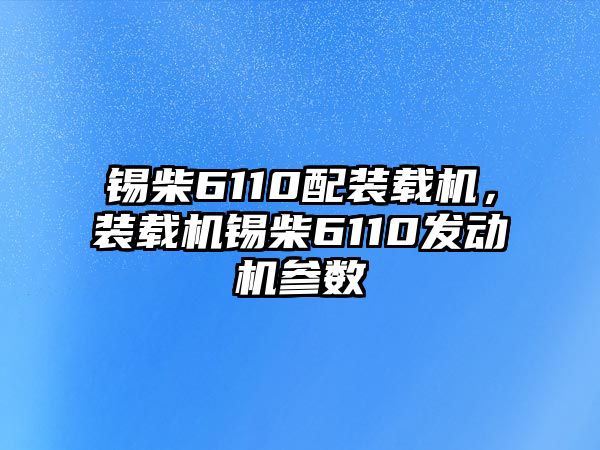 錫柴6110配裝載機，裝載機錫柴6110發動機參數