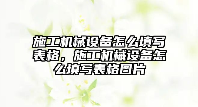 施工機械設備怎么填寫表格，施工機械設備怎么填寫表格圖片