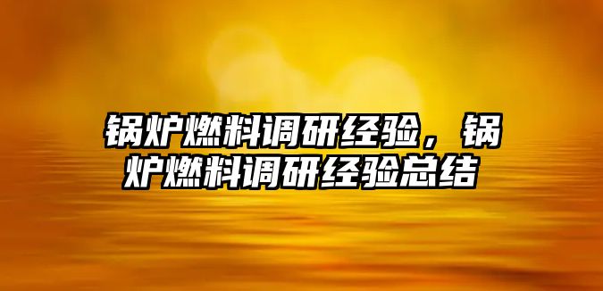 鍋爐燃料調研經驗，鍋爐燃料調研經驗總結