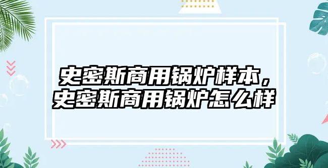 史密斯商用鍋爐樣本，史密斯商用鍋爐怎么樣