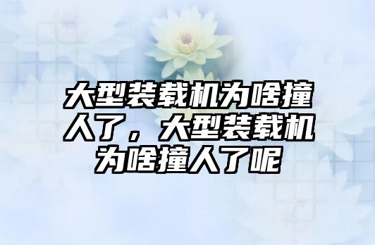 大型裝載機為啥撞人了，大型裝載機為啥撞人了呢