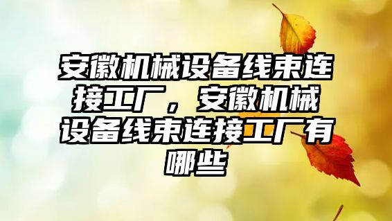 安徽機械設備線束連接工廠，安徽機械設備線束連接工廠有哪些