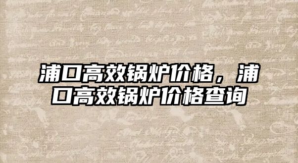 浦口高效鍋爐價格，浦口高效鍋爐價格查詢