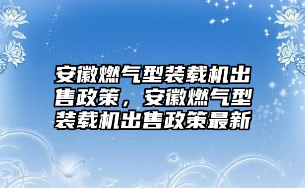 安徽燃氣型裝載機出售政策，安徽燃氣型裝載機出售政策最新