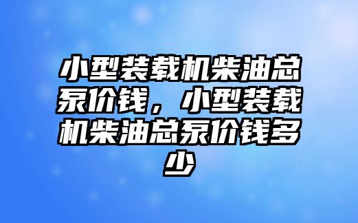 小型裝載機柴油總泵價錢，小型裝載機柴油總泵價錢多少