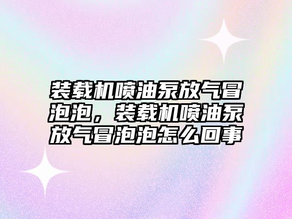 裝載機噴油泵放氣冒泡泡，裝載機噴油泵放氣冒泡泡怎么回事