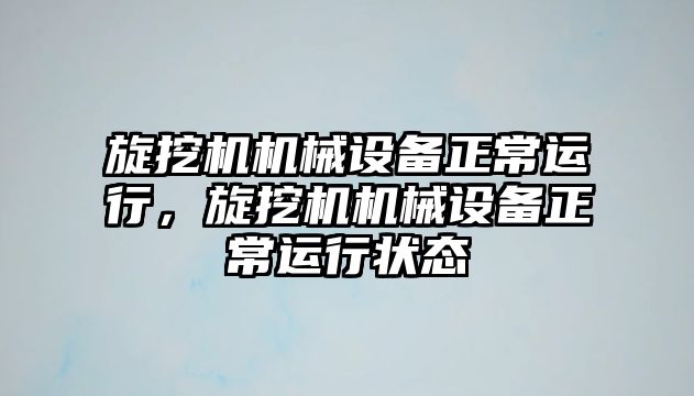 旋挖機機械設備正常運行，旋挖機機械設備正常運行狀態